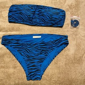 Michael Kors bikini blue and black animal print size large